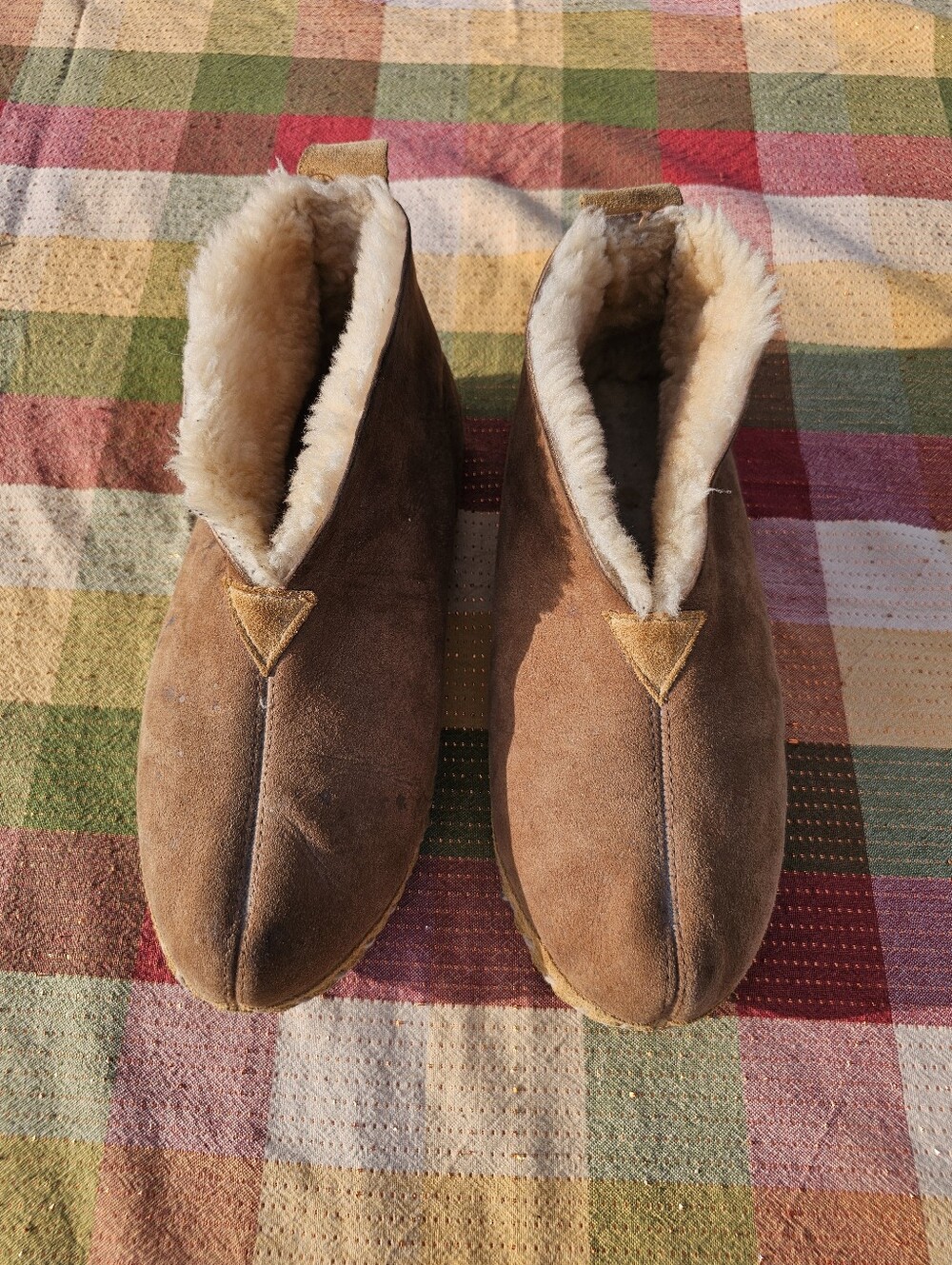 L.L.Bean Men’s 12 Suede Shearling Lined Slipper Booties Brown Moccasin